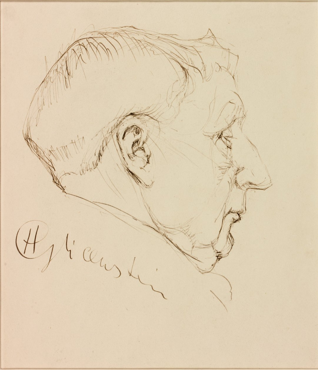 Portrett av George Horton (blekk på papir (limt på kort)) av Enoch Henryk Glicenstein