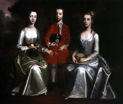 Familieportrett av tre barn, ca. 1720 (olje på lerret) av Enoch Seeman