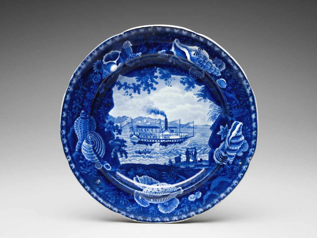 Plate, c. 1825-1846 (blyglasert keramikk med overføringstrykk) av Enoch Wood and Sons