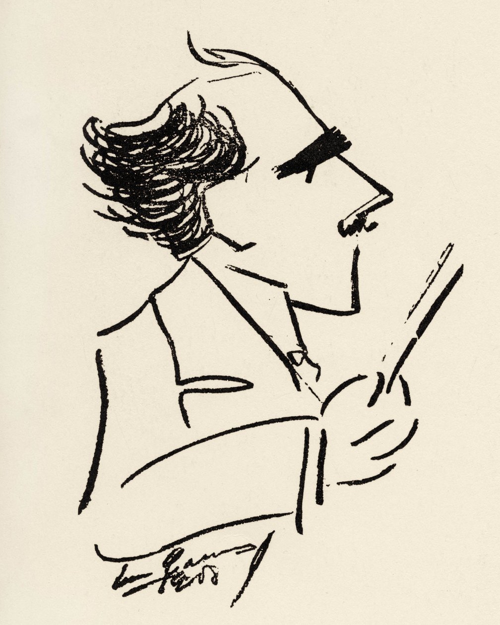Arturo Toscanini (1867-1957) italiensk dirigent i en karikatur av Enrico Caruso (italiensk tenor). av Enrico Caruso