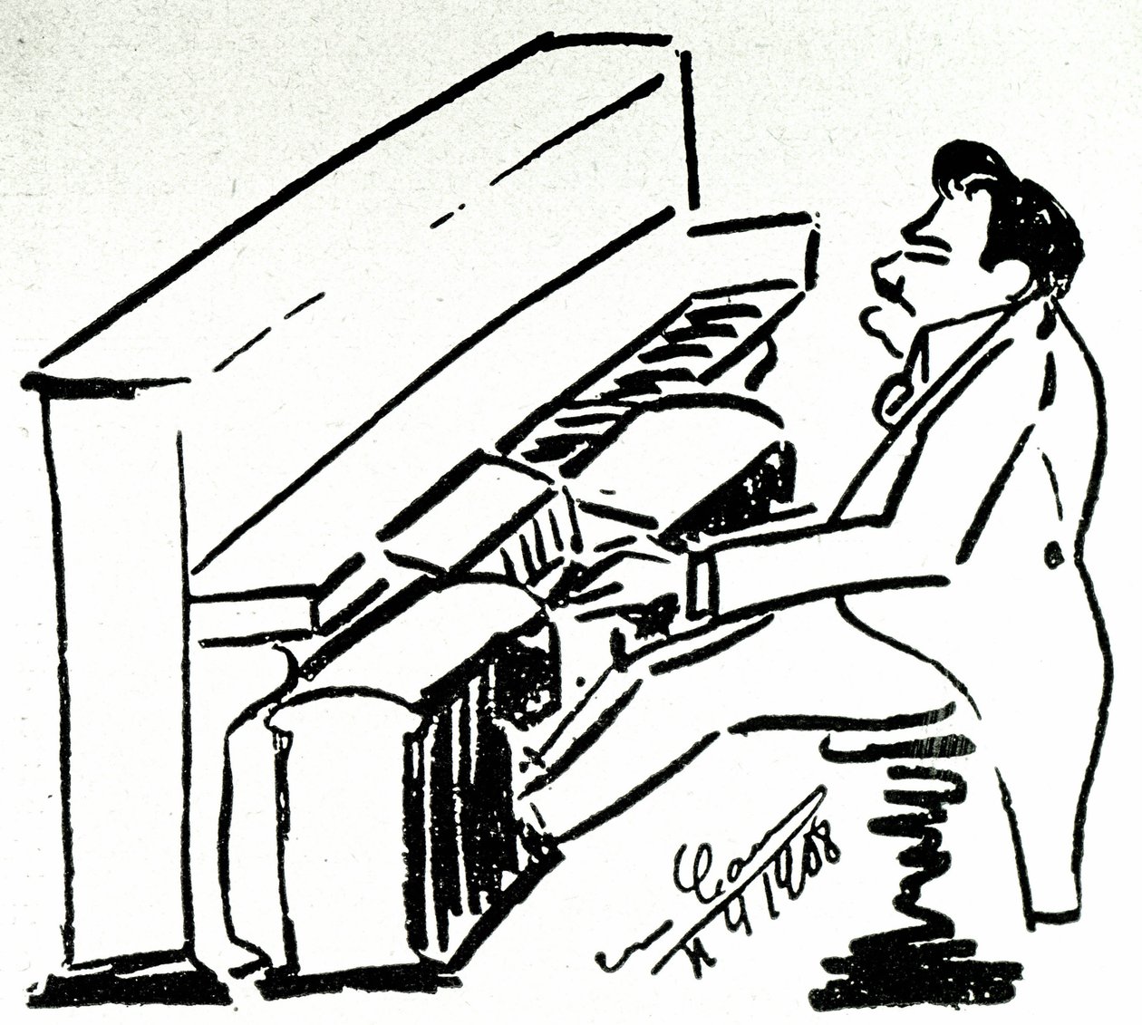 Autokarikatur av den lyriske sangeren Enrico Caruso i pianolaen av Enrico Caruso