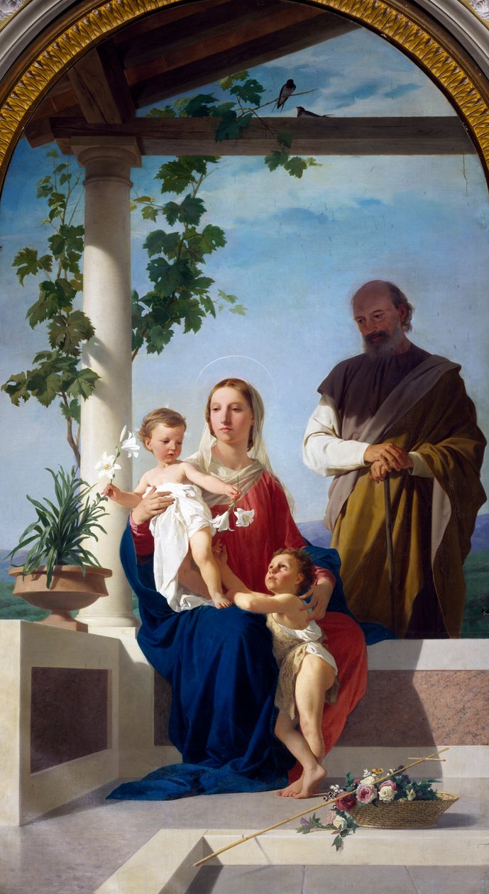 Holy Family, av Enrico Pollastrini (1817-1876), Helligdommen til Madonna della Stella, Montefalco, Umbria, Italia av Enrico Pollastrini
