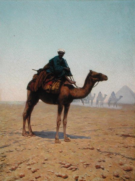 A Caravan Passing a Pyramid, ca. 1869 (olje på lerret) av Enrico Tarenghi