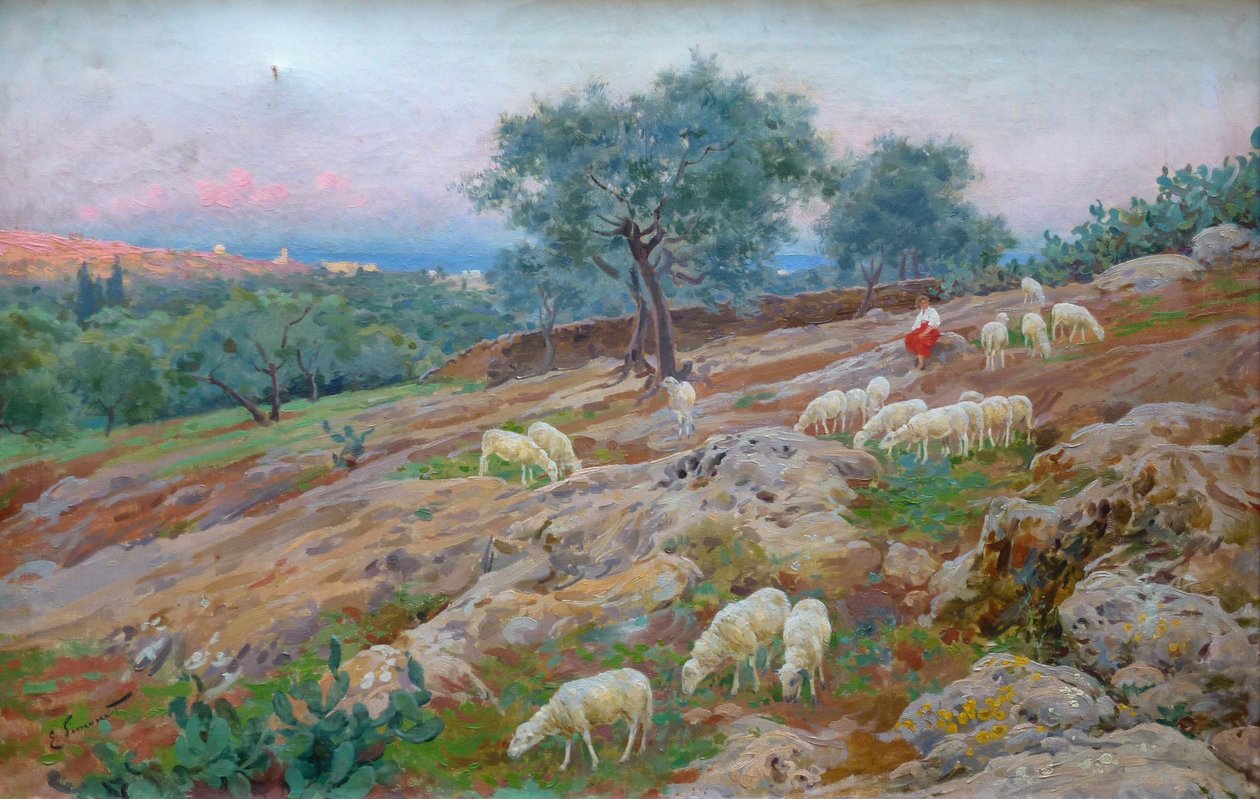 Rebano de ovejas Saueflokk av Enrique Simonet