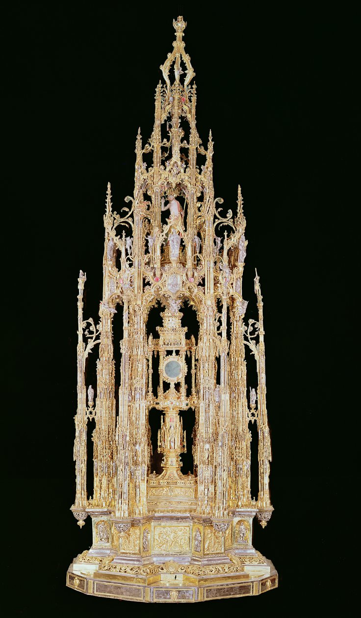 Processional Custodia, 1515-24, Containing a Monstrans av Jaume Almirich, Barcelona, 1495-99 (forgylt sølv, gull og edelstener) av Enrique de Arfe