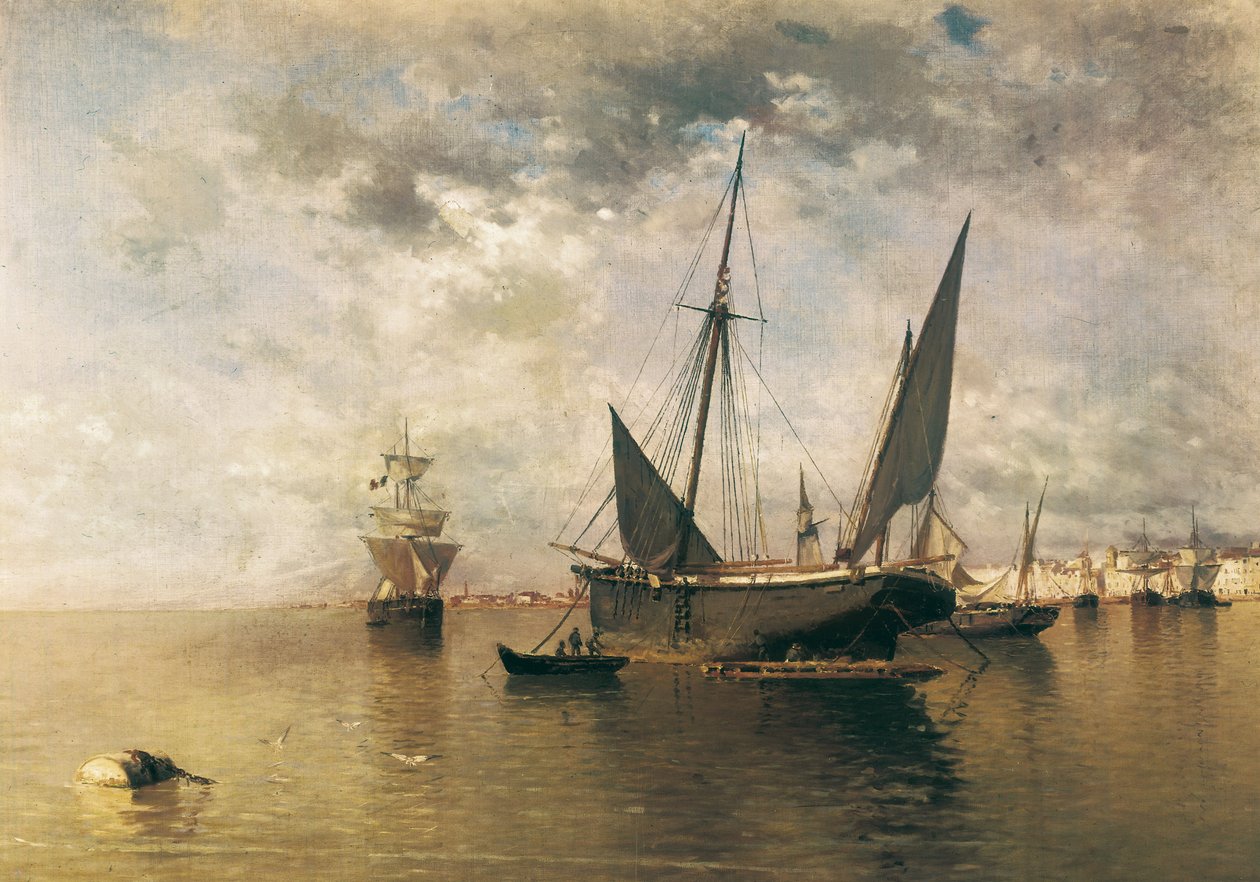 Havnen i Malaga. 1885 (olje på lerret) av Enrique Florido Bernils