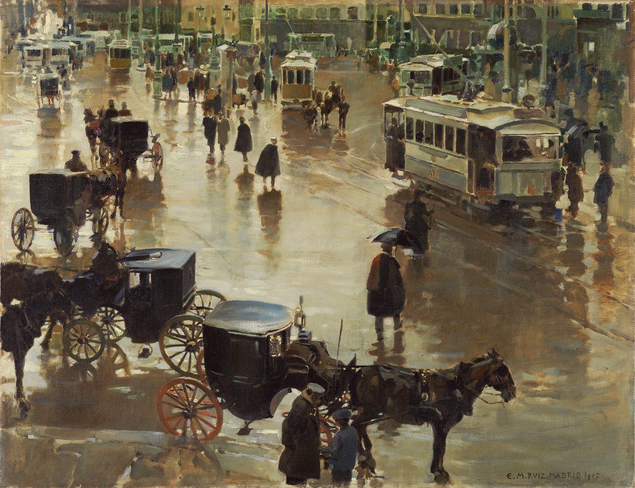 Puerta del Sol, Madrid - Martinez Cubells, Enrique (1874-1947) - 1902 - Olje på lerret - 75x96,5 - Museo Carmen Thyssen, Malaga av Enrique Martinez Cubells y Ruiz