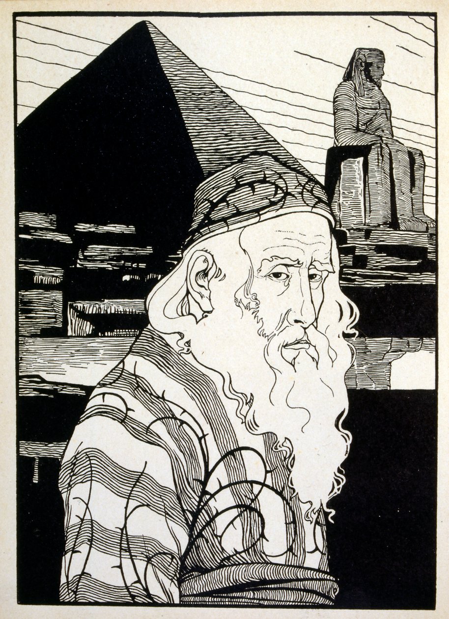 Påske, fra boken Juda illustrert av Ephraim Moses Lilien (1874-1925). Lilian regnes som faren til sionistisk ikonografi, skapt i Jugendstil (tysk art nouveau)-stil. Han illustrerte 'Juda' (1900), en bok med bibelsk poesi av en Chris av Ephraim Moses Lilien