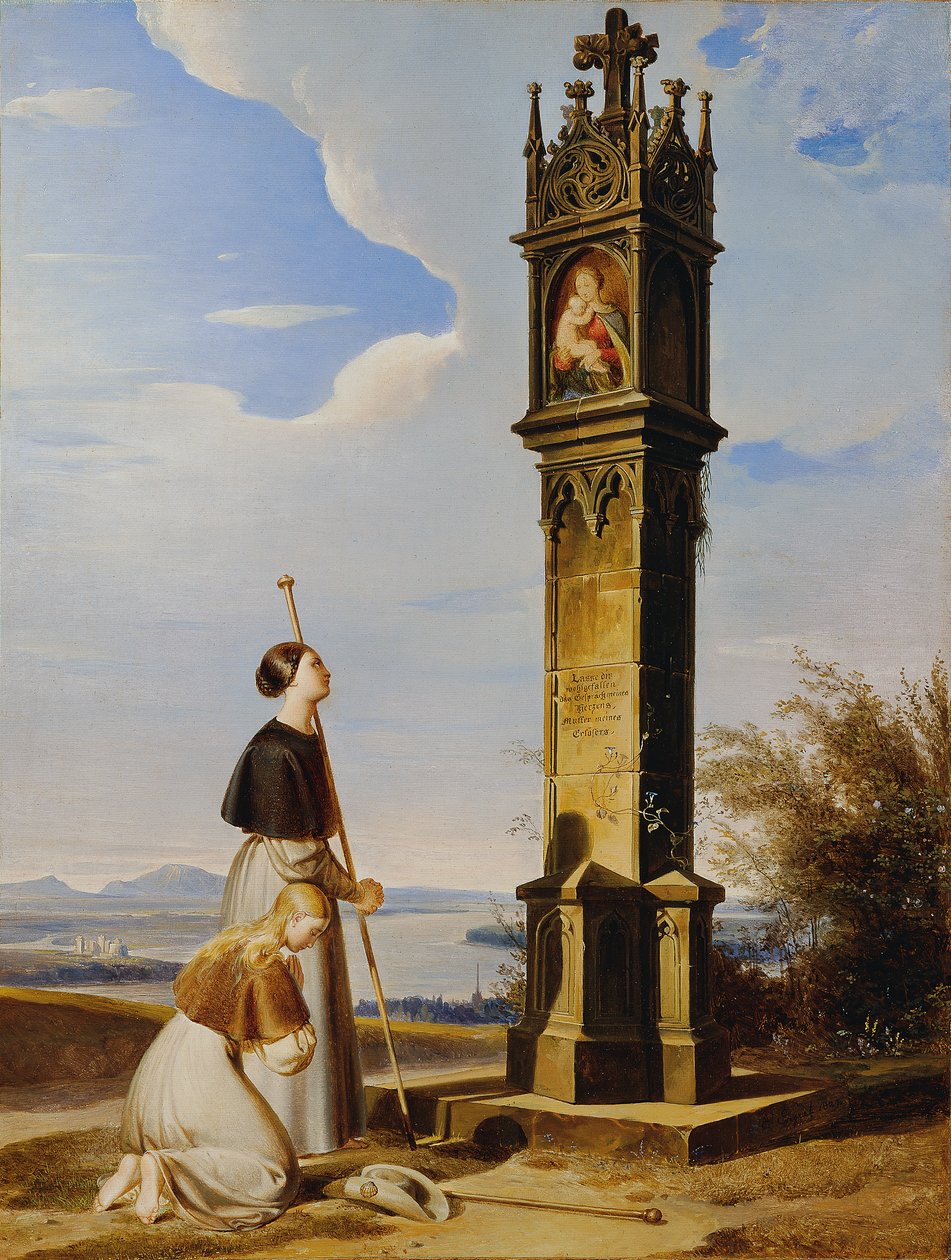 To pilegrimer foran en helligdom ved veikanten ("Ave Maria") av Erasmus von Engert