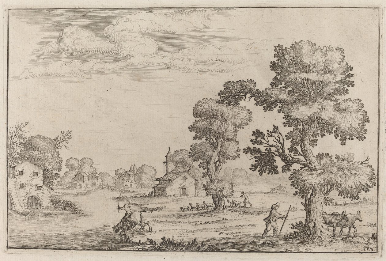 Lakeside Village med gjetere av Ercole Bazicaluva