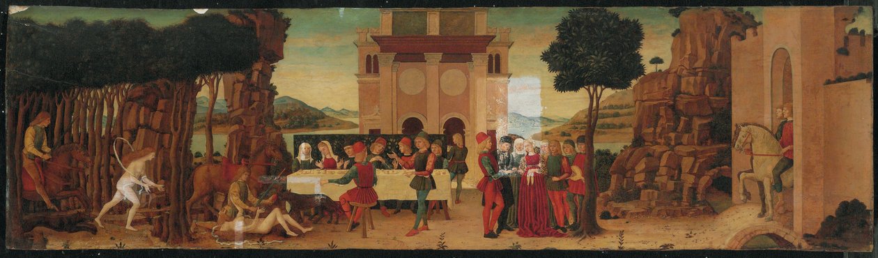 Historien om Nastagio degli Onesti av Ercole de (circle of) Roberti