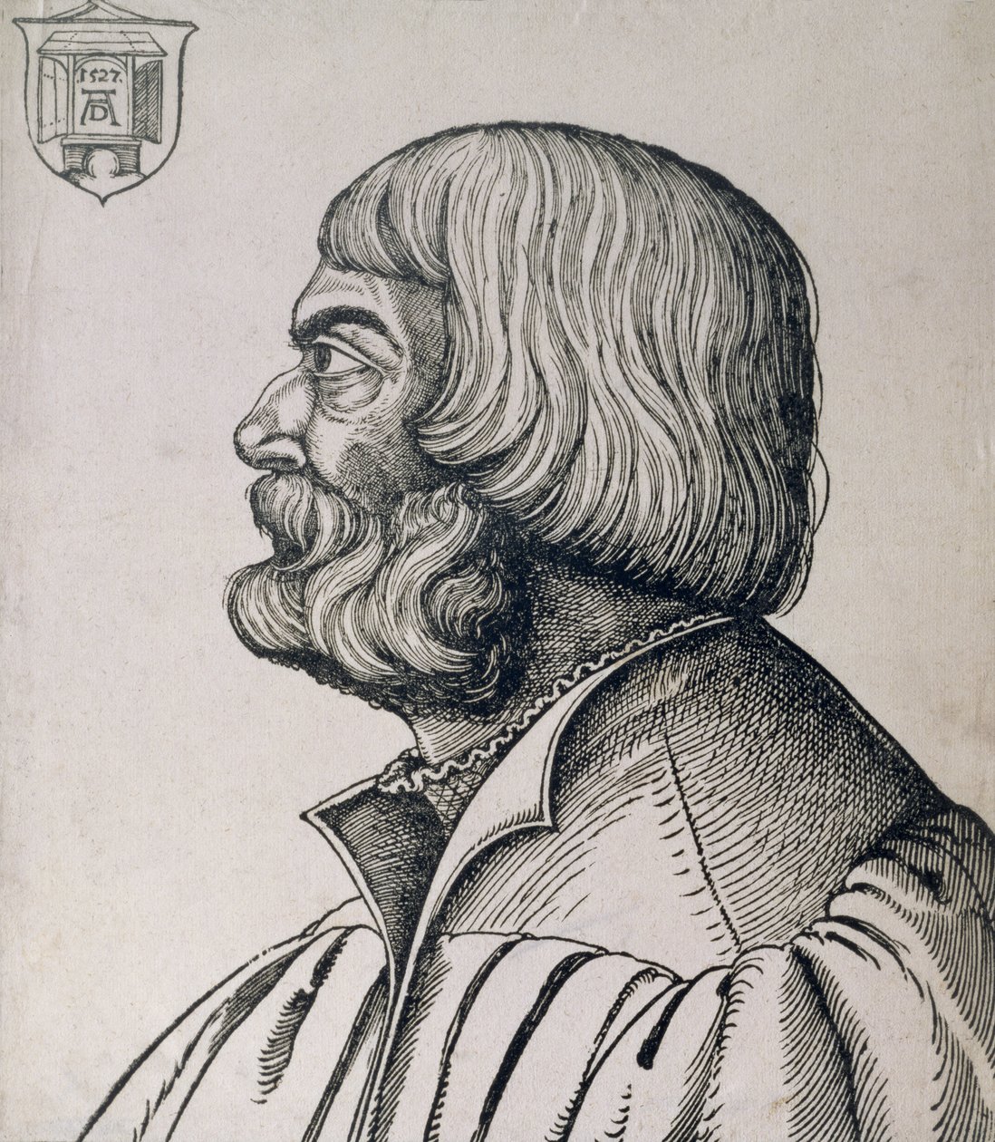Profilportrett av Albrecht Durer (1471-1528), 1527 av Erhard Schon
