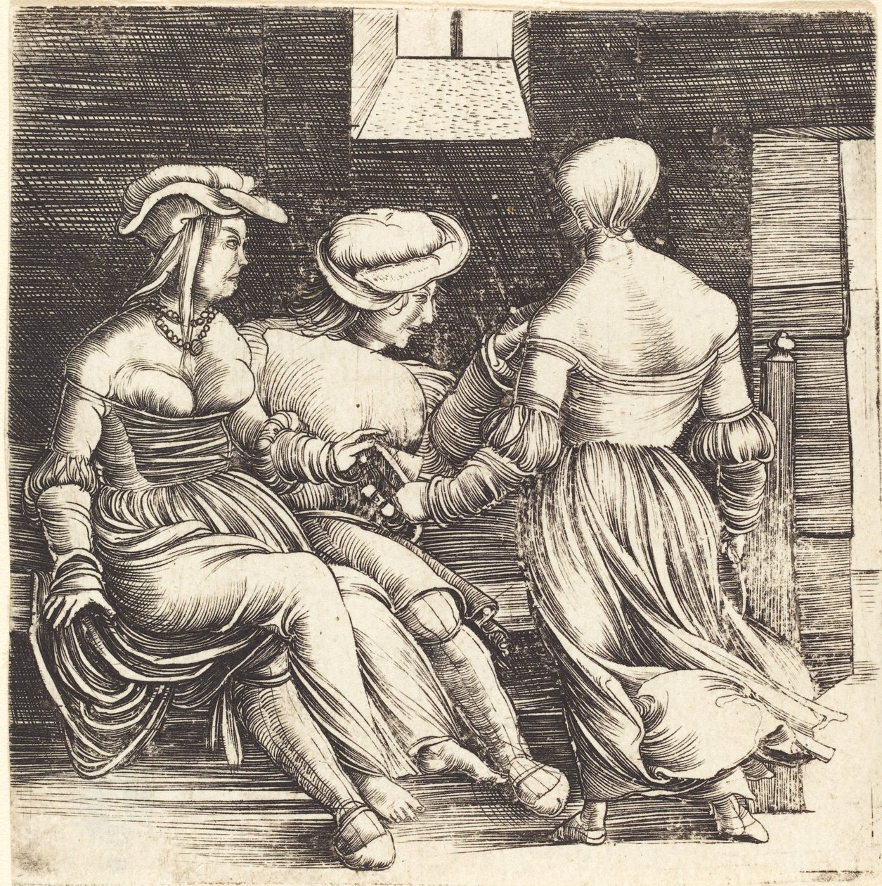 Young Man and Maids   1248016   no       norwegian Successfully Translated  Original: Stierenvechter staand op een tafel in de arena Otra locura suya en la misma plaza Stierengevechten (series title) La Taureaumachie (series title) La Tauromaquia (series t av Erhard Altdorfer