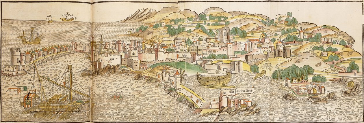 Panoramautsikt over Rhodos, 1486 av Erhard Reuwich