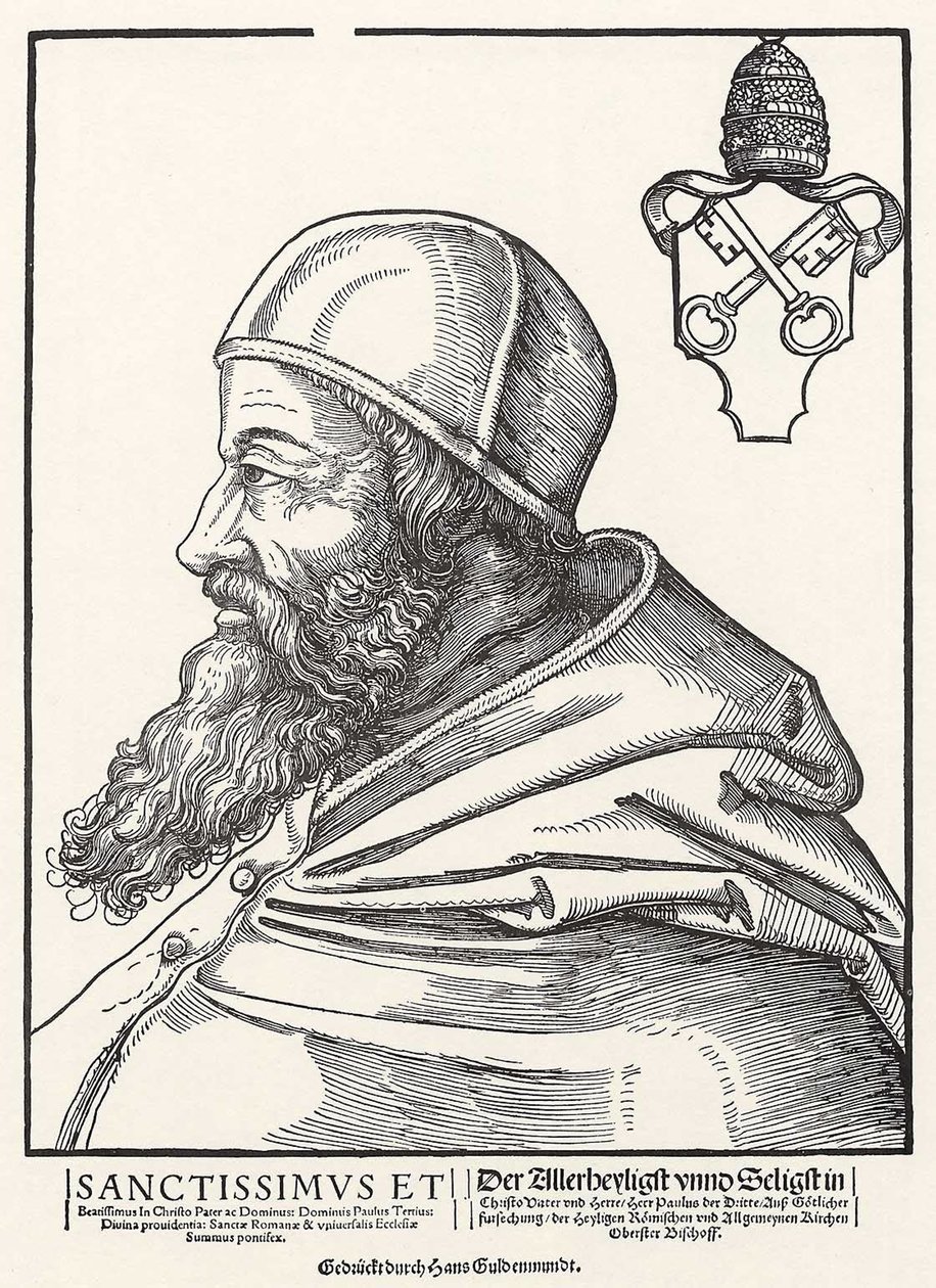 Portrett av pave Paul III Farnese av Erhard Schon