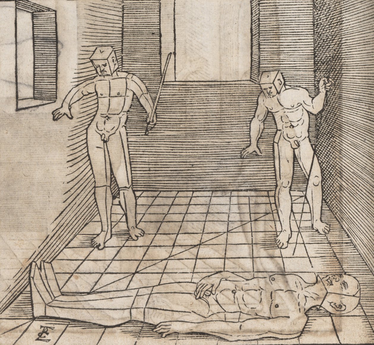 Bestemmelse av proporsjonene og plasseringen av krumspringene, 1538. av Erhard Schon