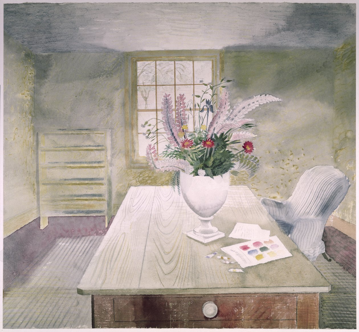 Hageblomster på et hyttebord av Eric Ravilious