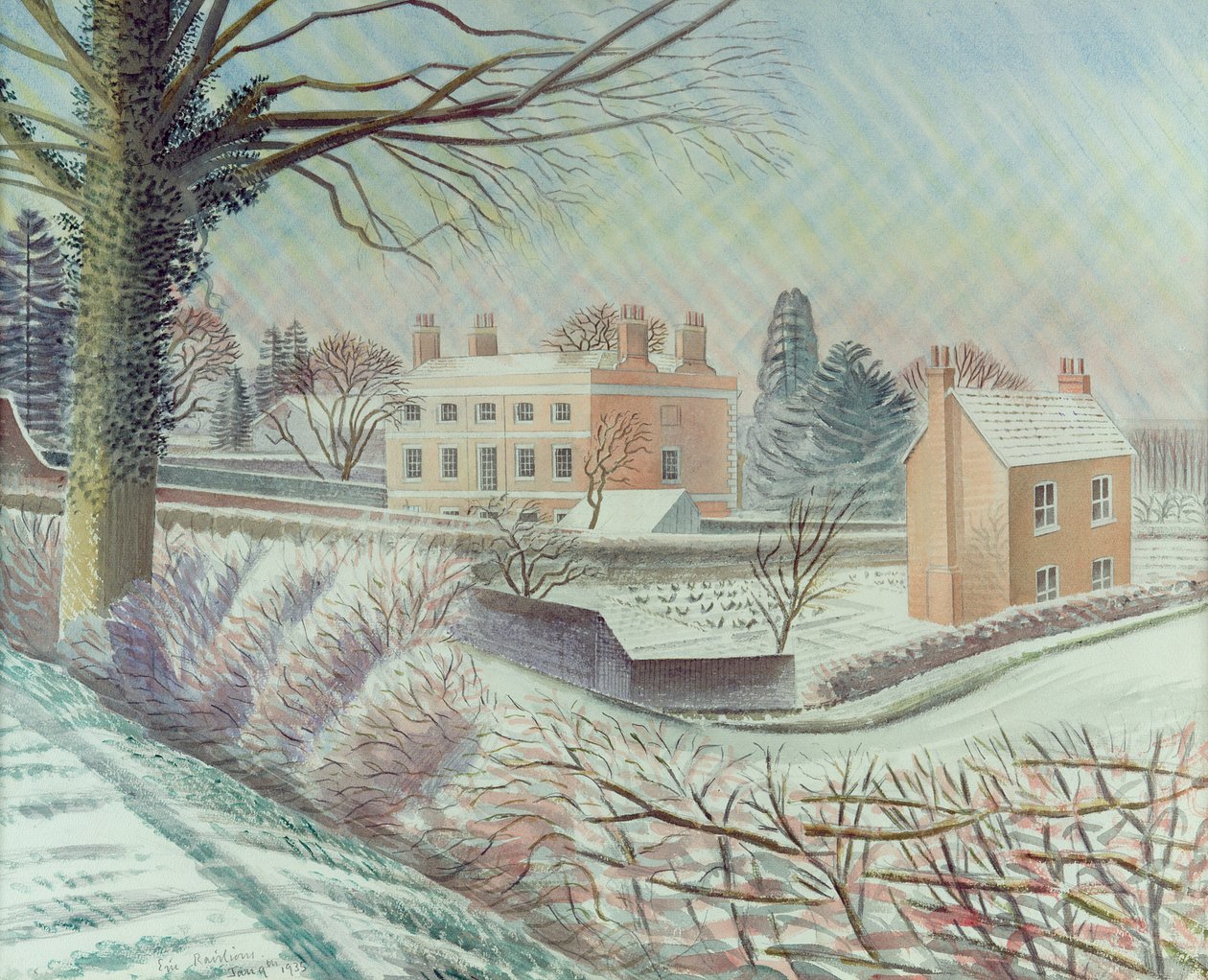 Prestegård i snøen av Eric Ravilious