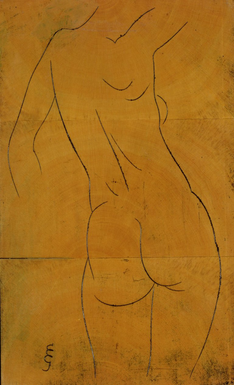 Naken kvinne, bakfra (treblokk) av Eric Gill