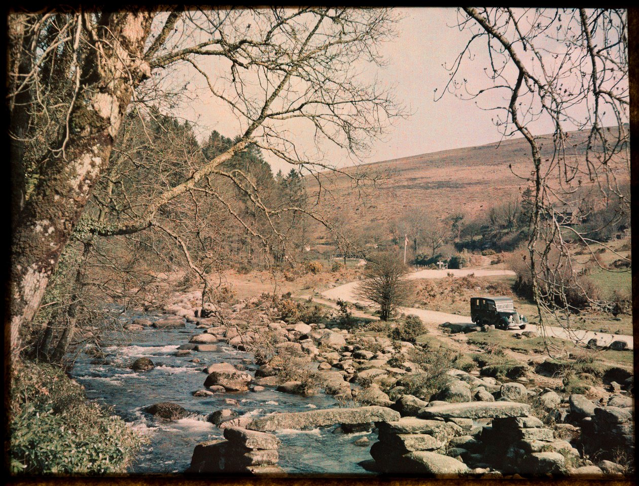 Clapper Bridge, Dartmeet, Widecombe-in-the-Moor, Teignbridge, Devon, Storbritannia av Eric Maybank