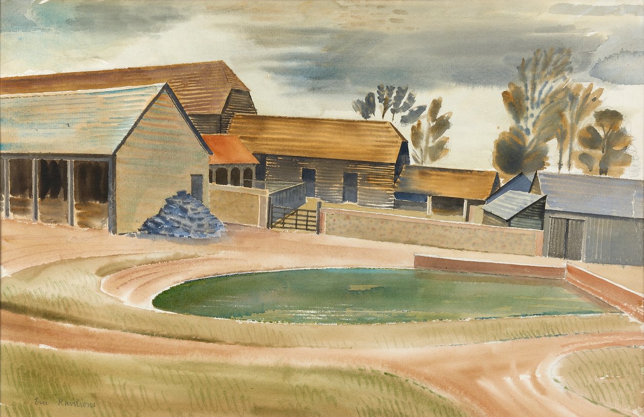 Gårdstun (wc på papir) av Eric Ravilious