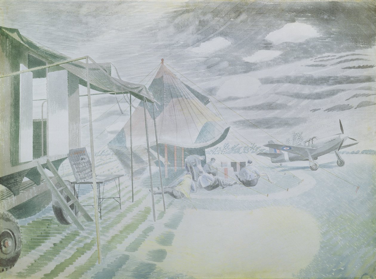 Mustang og telt, ca. 1942 (wc) av Eric Ravilious