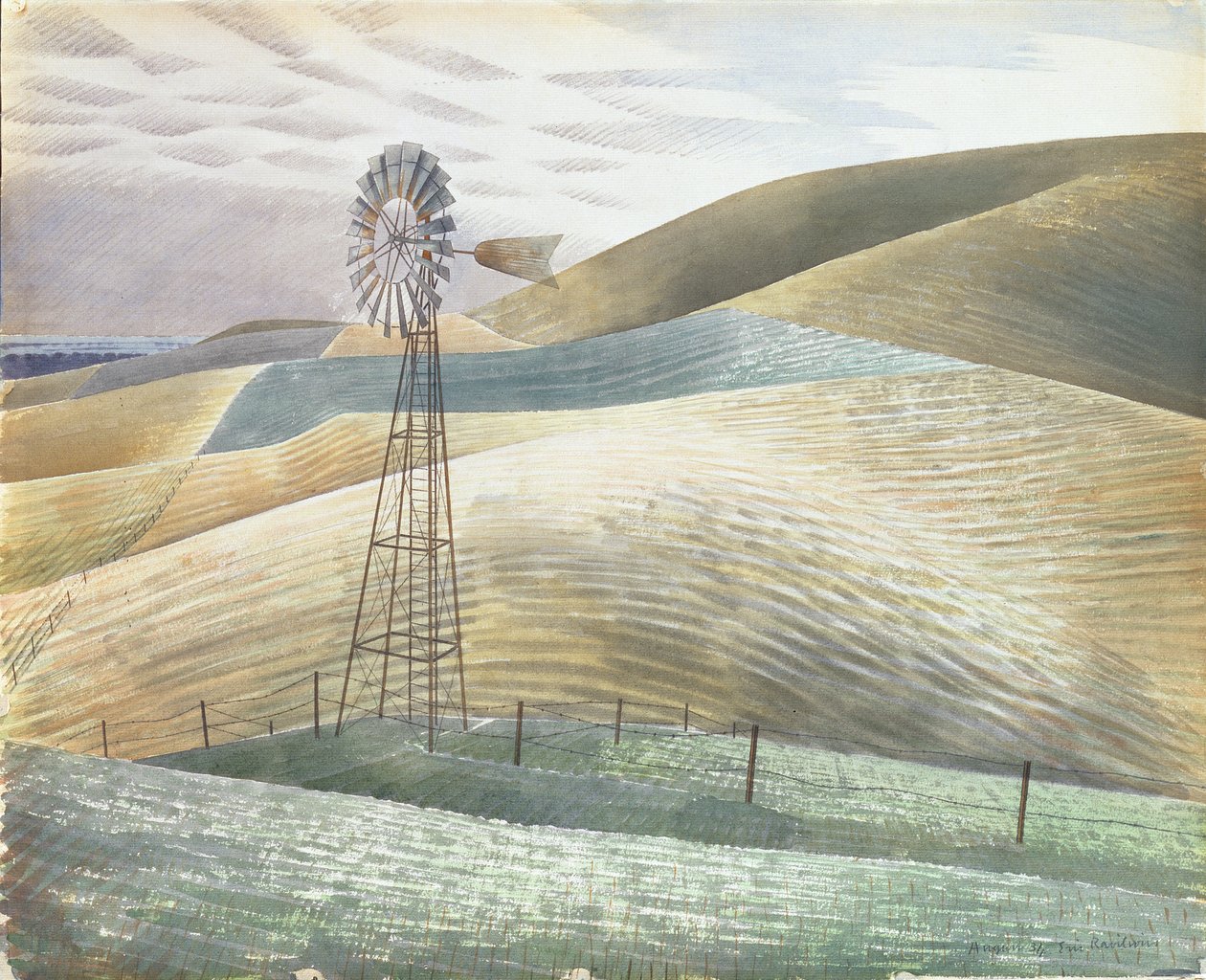Vindmølle, 1934 av Eric Ravilious