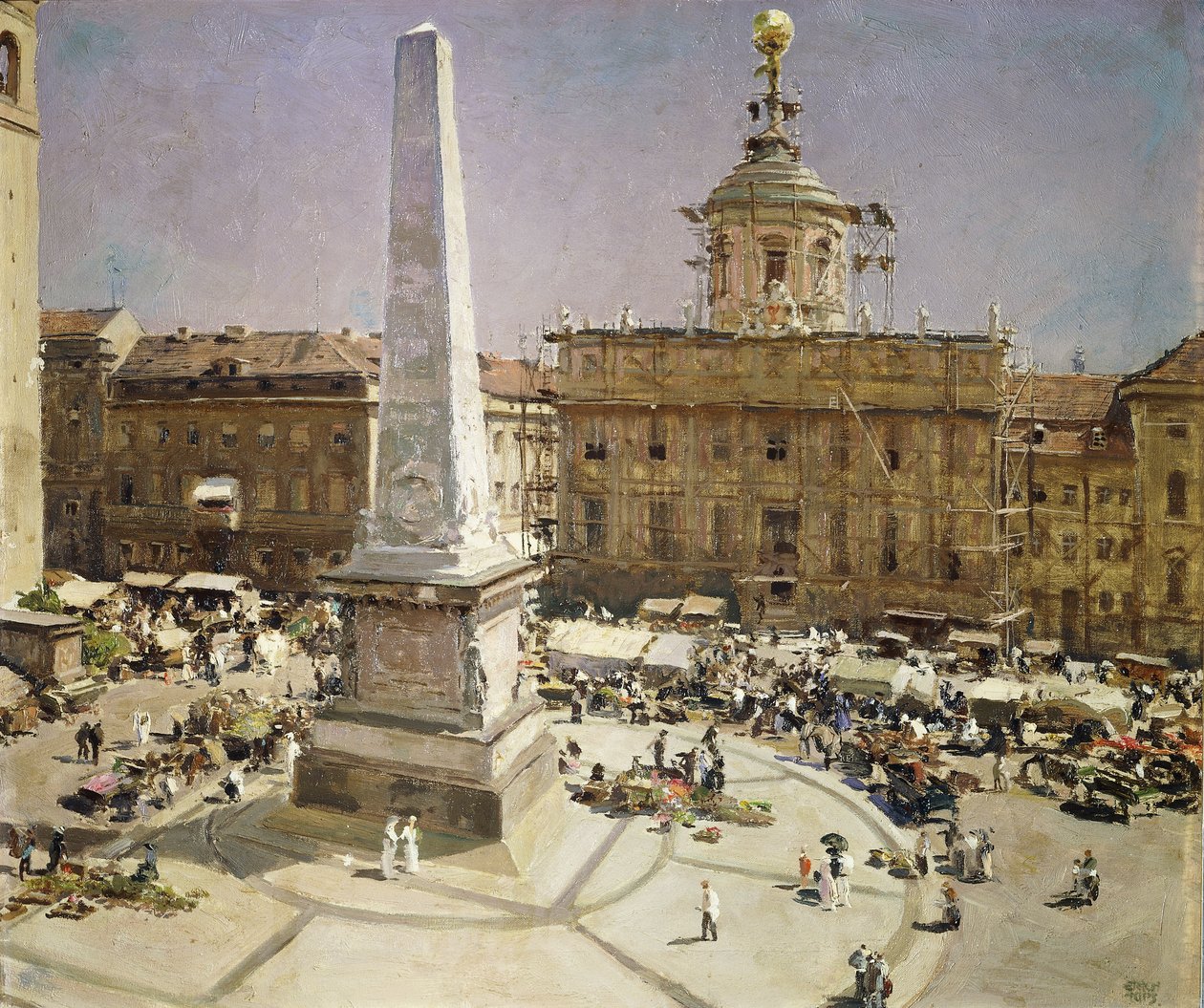 Piazza Santa Maria Maggiore, Roma (olje på lerret) av Erich Kips