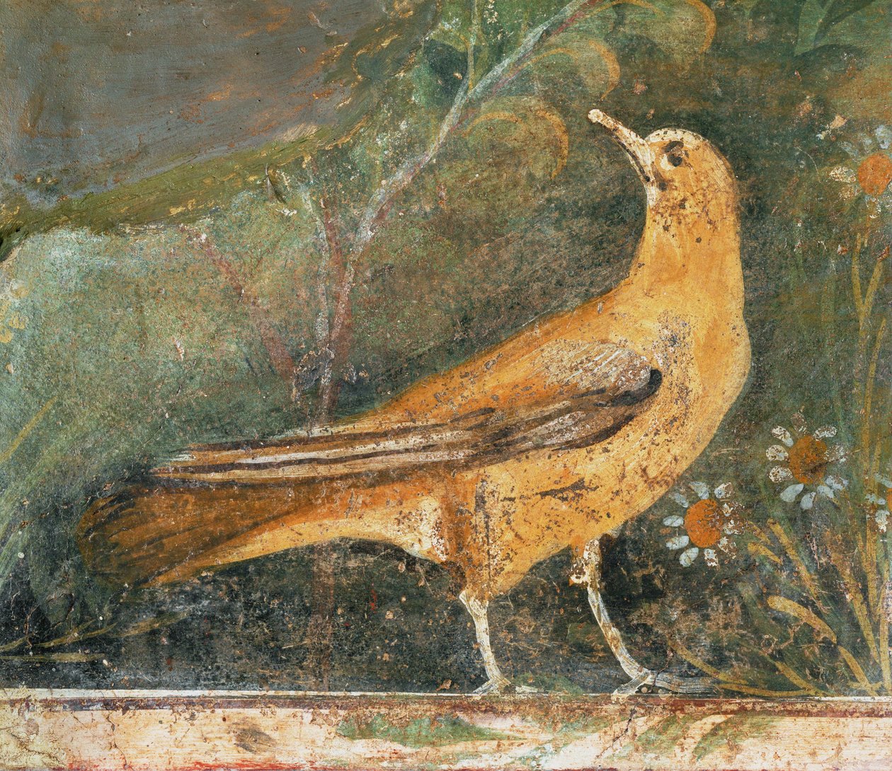 Fugl med to tusenfryd (freske) av Erich Lessing