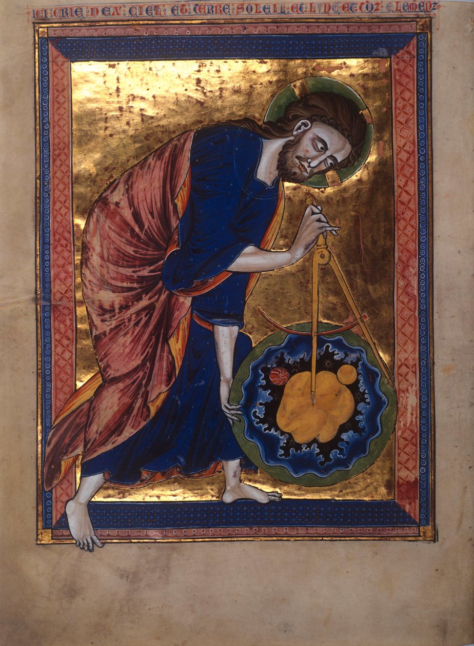 Gud Fader som måler universet (pergament) av Erich Lessing