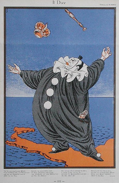 Karikatur av Benito Mussolini (1883-1945), fra magasinet 
