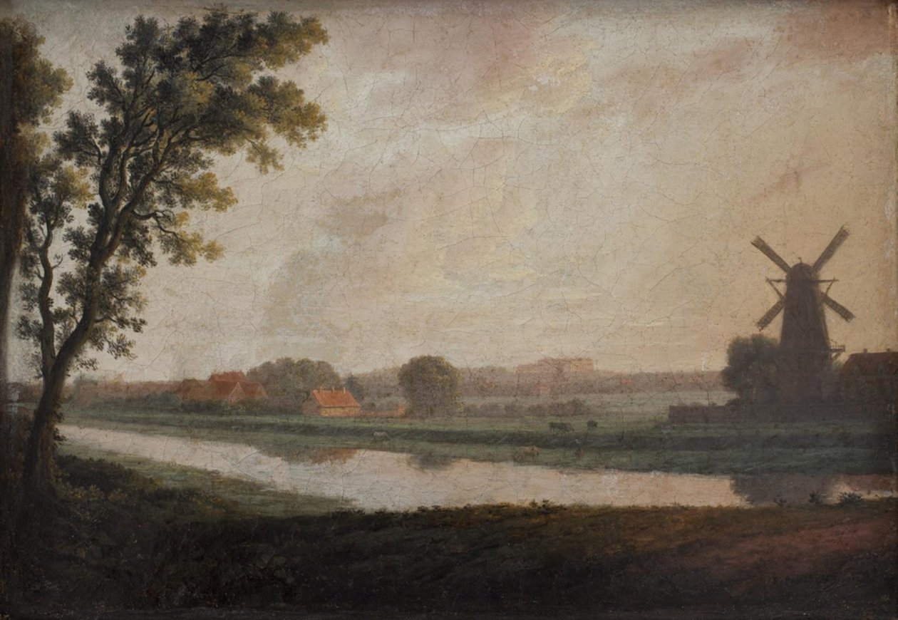 Landskap utenfor København med Frederiksberg kirke og palass i det fjerne av Erik Pauelsen