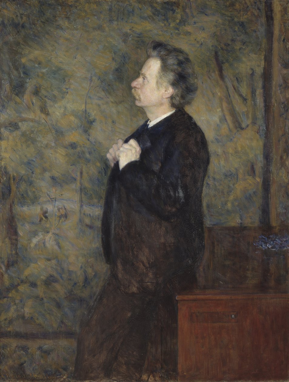 Edvard Grieg, norsk komponist og pianist - Portrett av Edvard Grieg (1843-1907), av Werenskiold, Erik Theodor (1855-1938). Olje på lerret av Erik Theodor Werenskiold