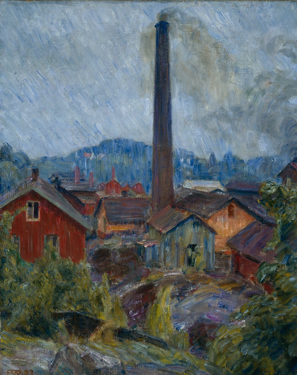 Fabrikkbygg på Lysaker av Erik Theodor Werenskiold