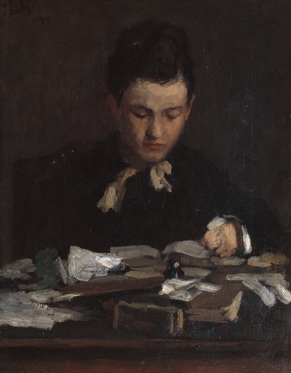 Lesende ung jente av Erik Theodor Werenskiold