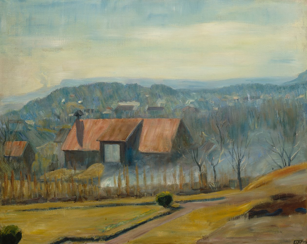 Skaugum bakke. 1928 av Erik Theodor Werenskiold