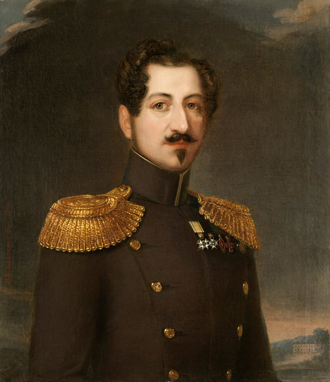 Portrett av Oscar I 1799-1859, konge av Sverige og Norge, 1844. av Erik Wahlbergson