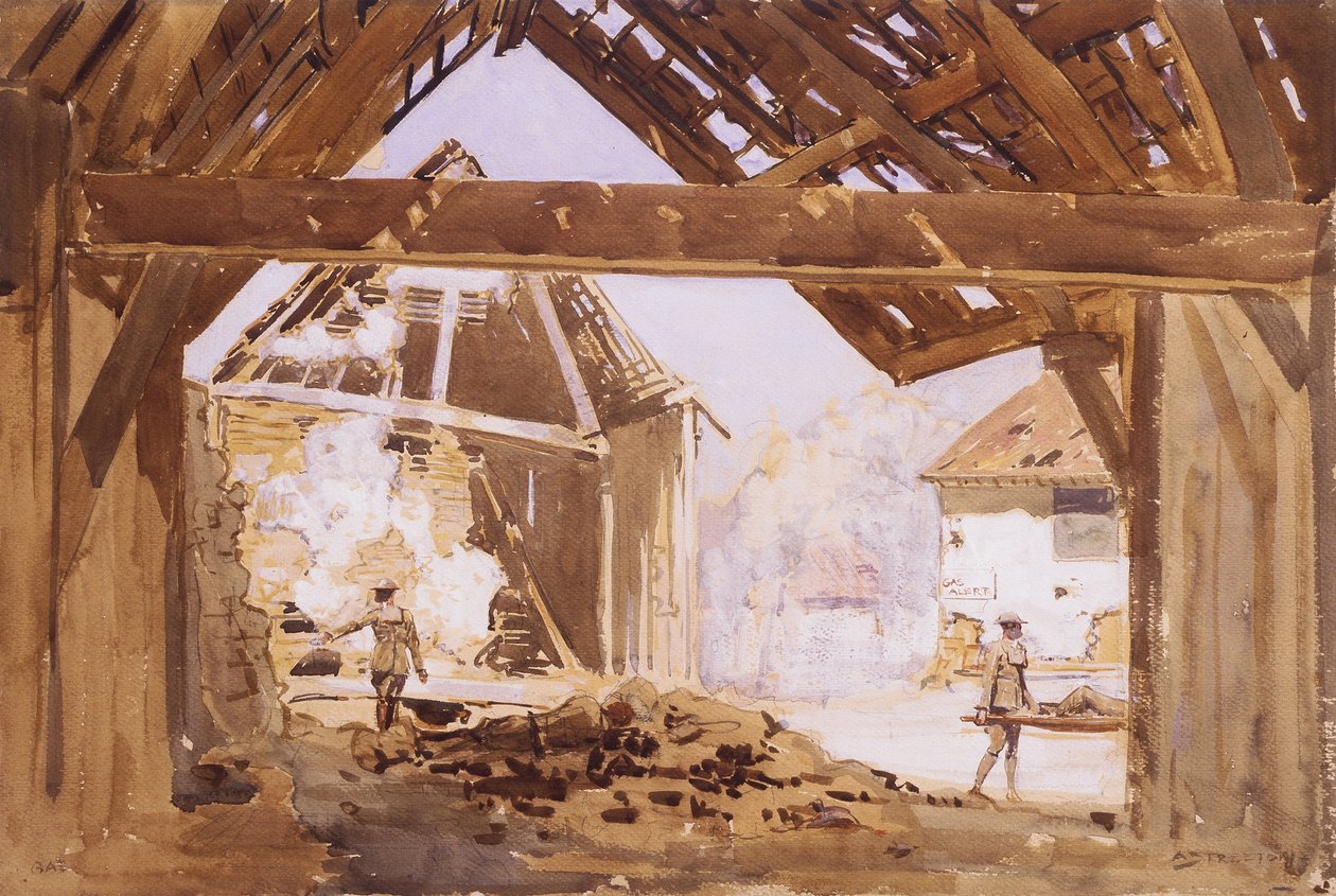 Gassvarsling, 1919 (wc und gouache med blyant på papir) av Arthur Streeton
