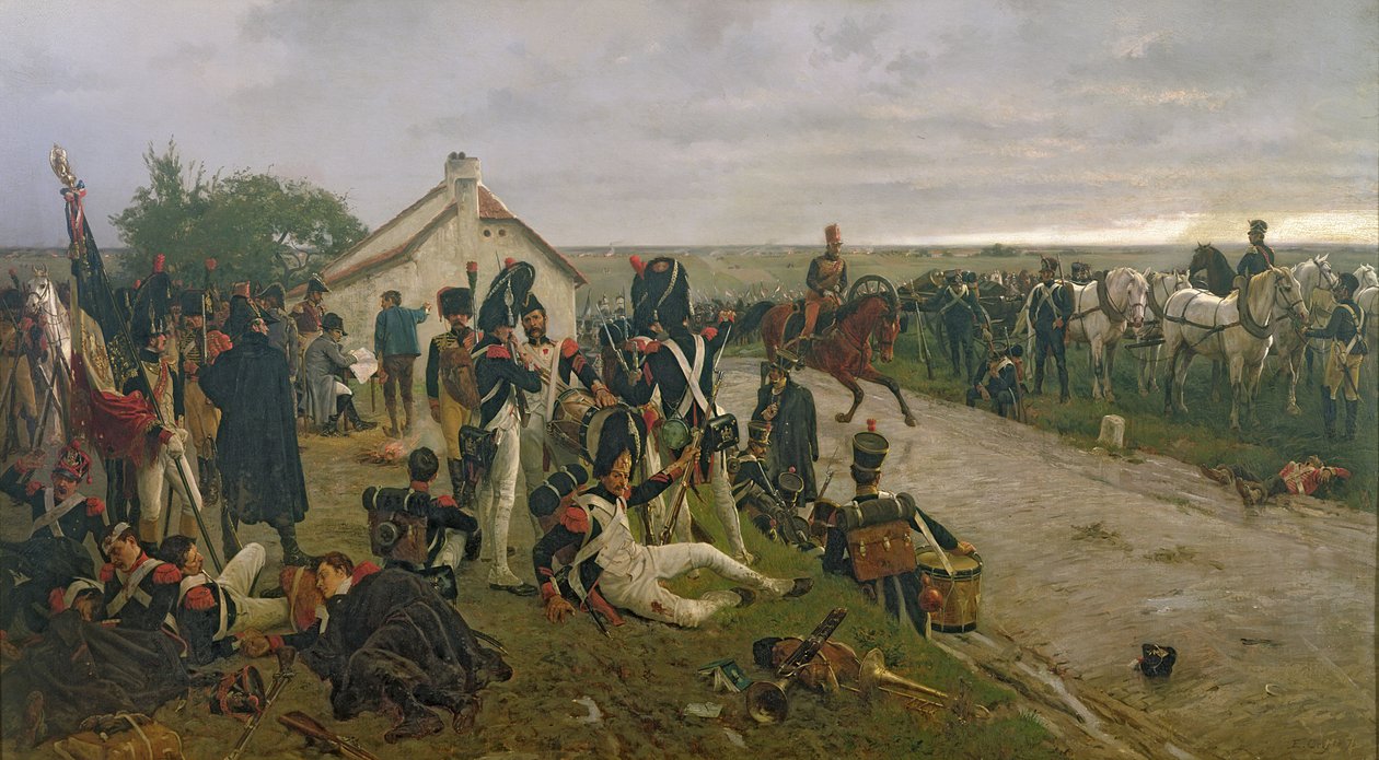 Morgenen til slaget ved Waterloo: Franskmennene venter på Napoleons ordre, 1876 av Ernest Crofts
