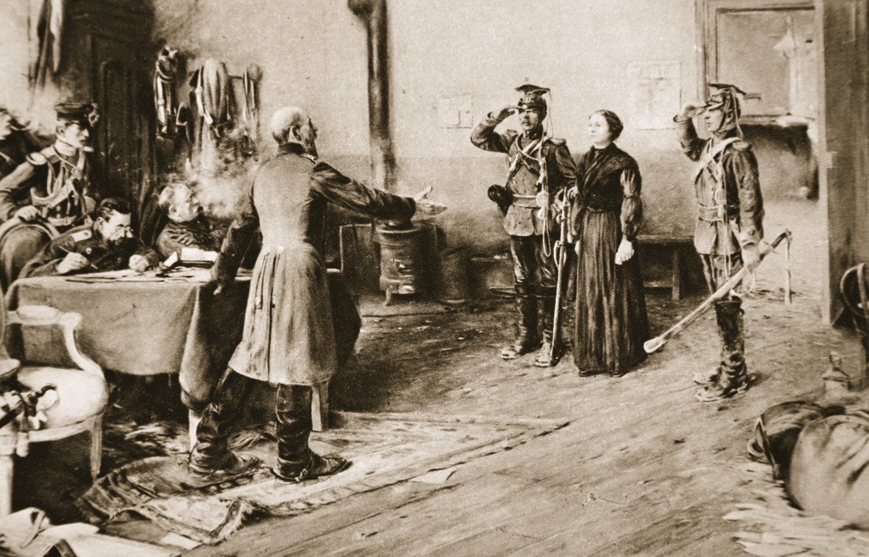 Juliette Dodu blir benådet for sin store tapperhet av prins Frederick Charles av Preussen i 1870, fra 