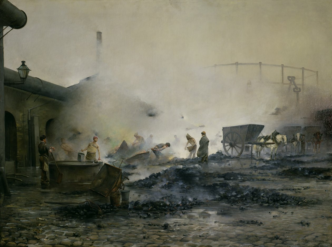 Gassfabrikken i Courcelles, 1884 av Ernest Jean Delahaye