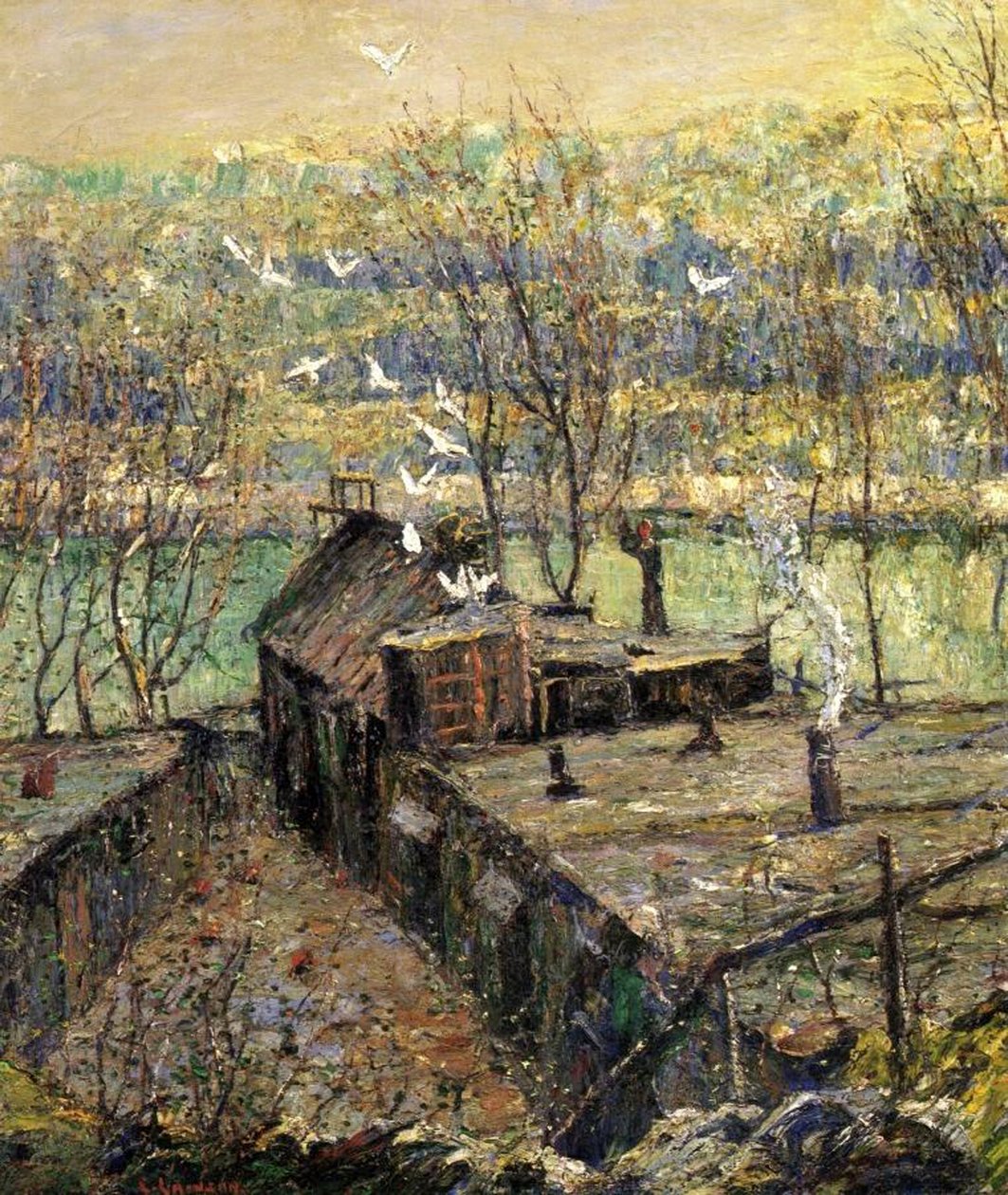 The Pigeon Coop, ca. 1916 av Ernest Lawson