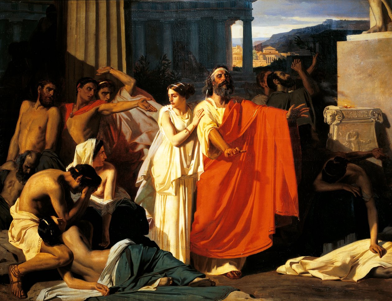 Ødipus og Antigone under pesten i Theben, av Eugene-Ernest Hillemacher (1818-1887) av Ernest Hillemacher