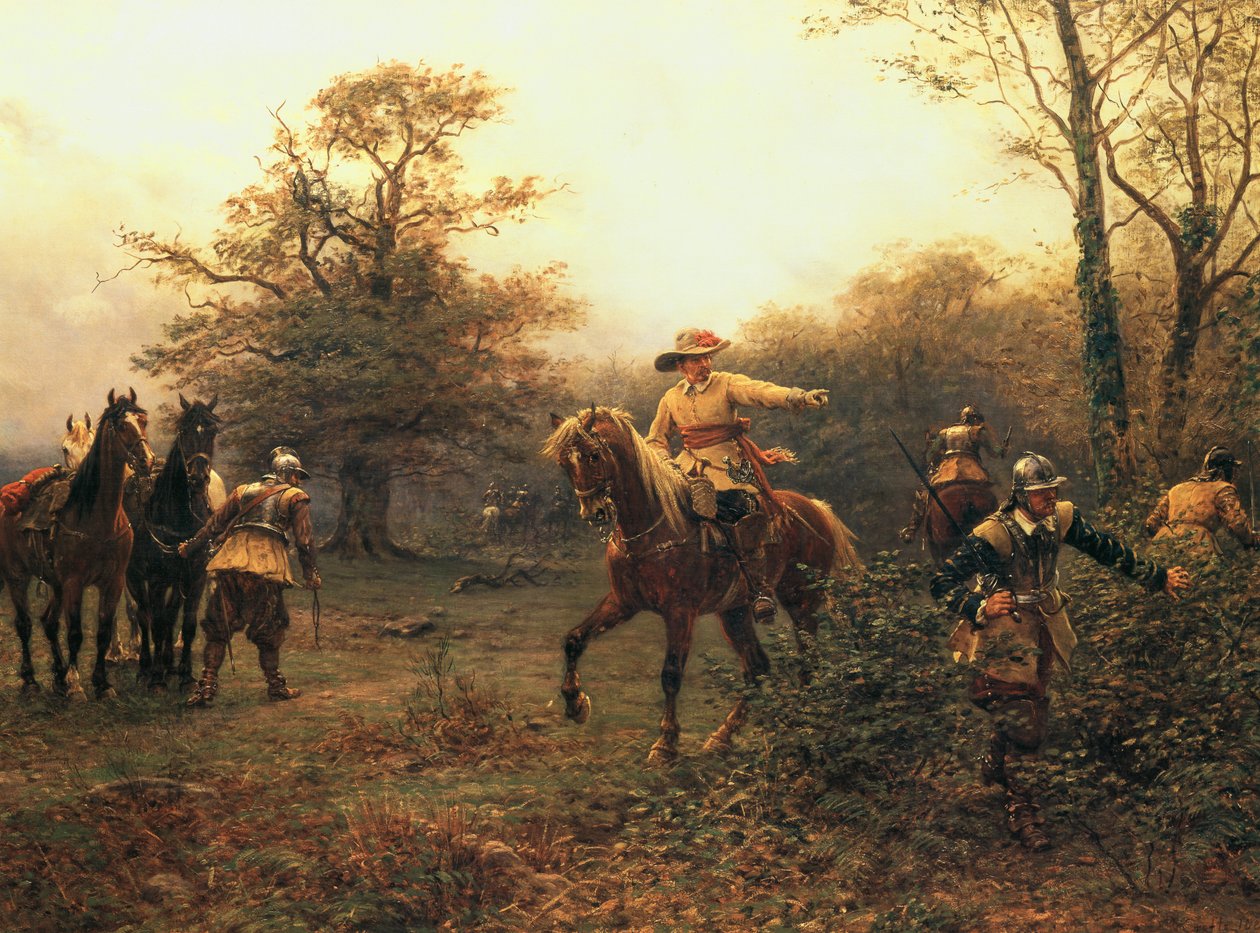 Boscobel-eiken (fargelitografi) av Ernest (after) Crofts