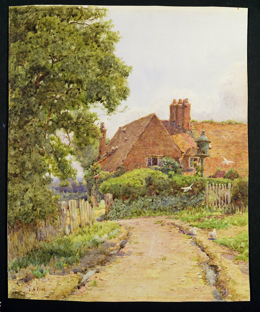 Et Hampshire Farmhouse nær Steep (wc på papir) av Ernest Arthur Rowe