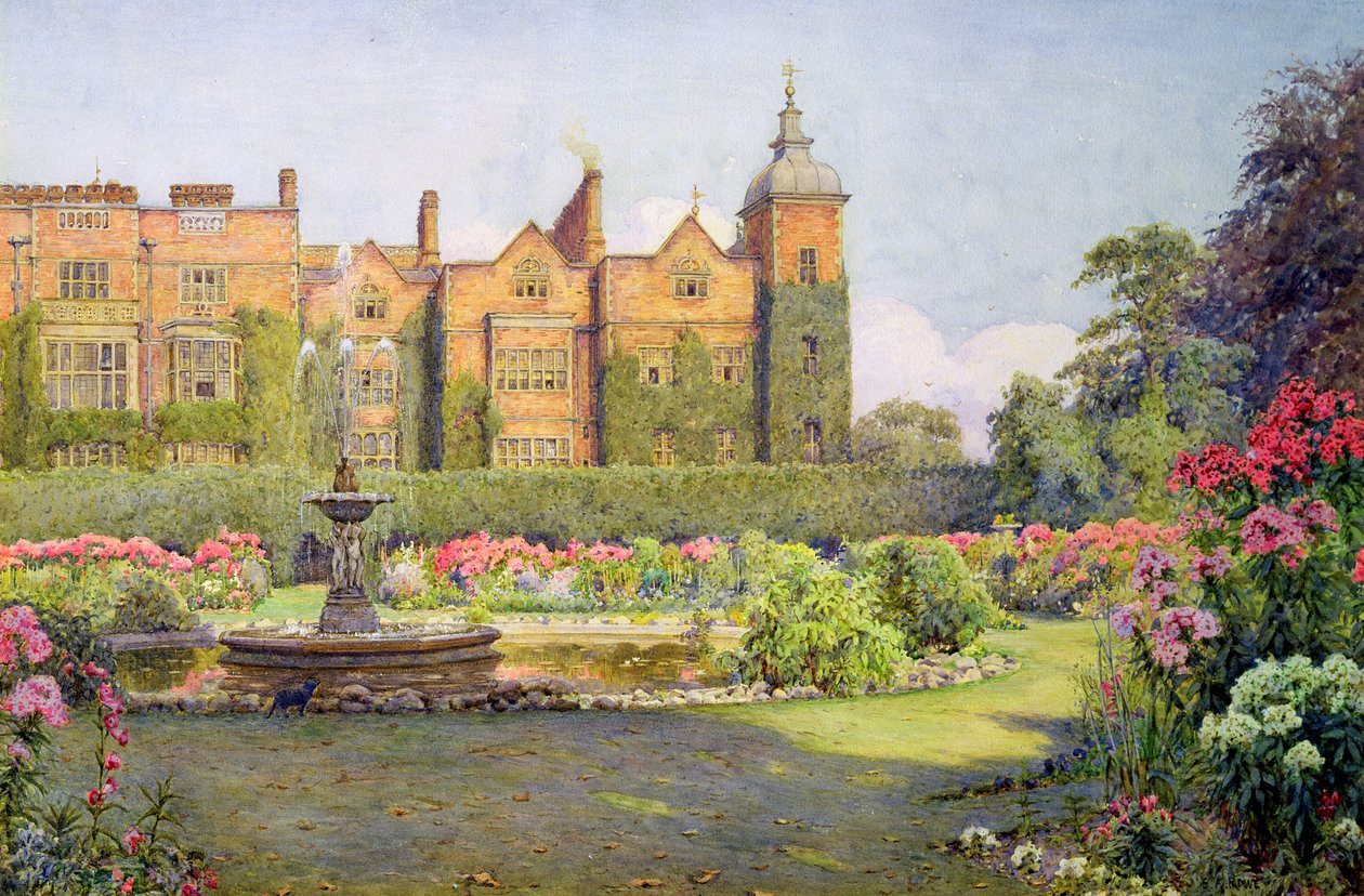 West Front and Gardens of Hatfield House, Herts av Ernest Arthur Rowe