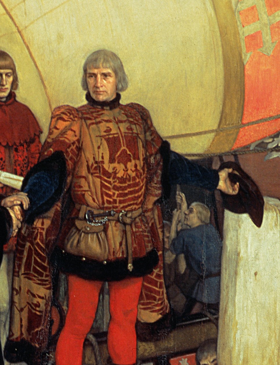 John og Sebastian Cabots avgang fra Bristol på deres første oppdagelsesreise i 1497 av Ernest Board