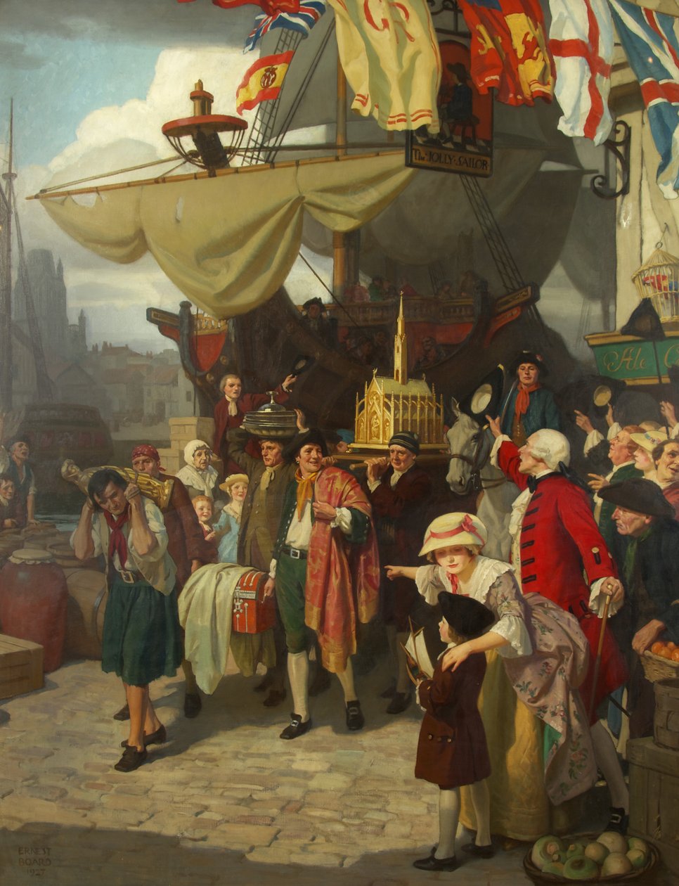 Lossingen av to fangede spanske skatteskip ved Bristol i september 1745 av Ernest Board