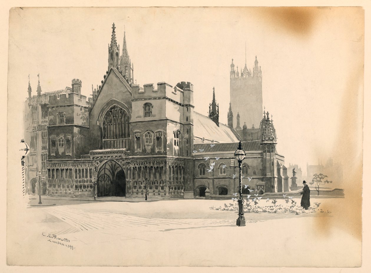 Eksteriør av Westminster Hall av Ernest Clifford Peixotto