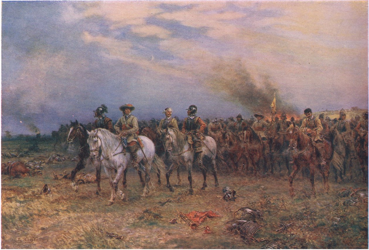 Cromwell at Marston Moor, fra Cassells History of the British People utgitt av Waverley Book Company Limited, ca. 1940 av Ernest Crofts